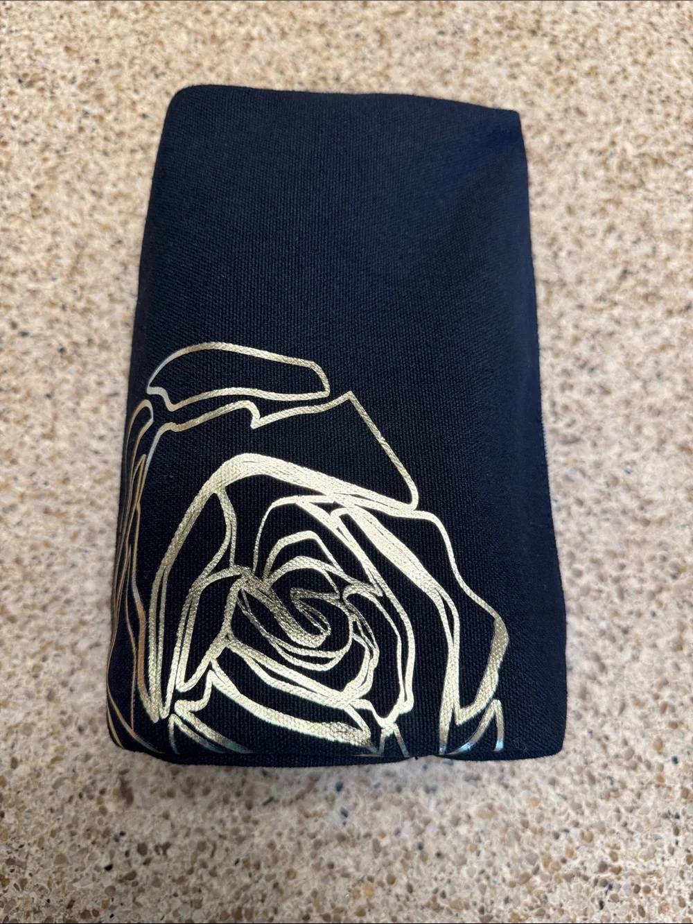Lancome Black Cosmetic Zip Pouch with Gold Hardware